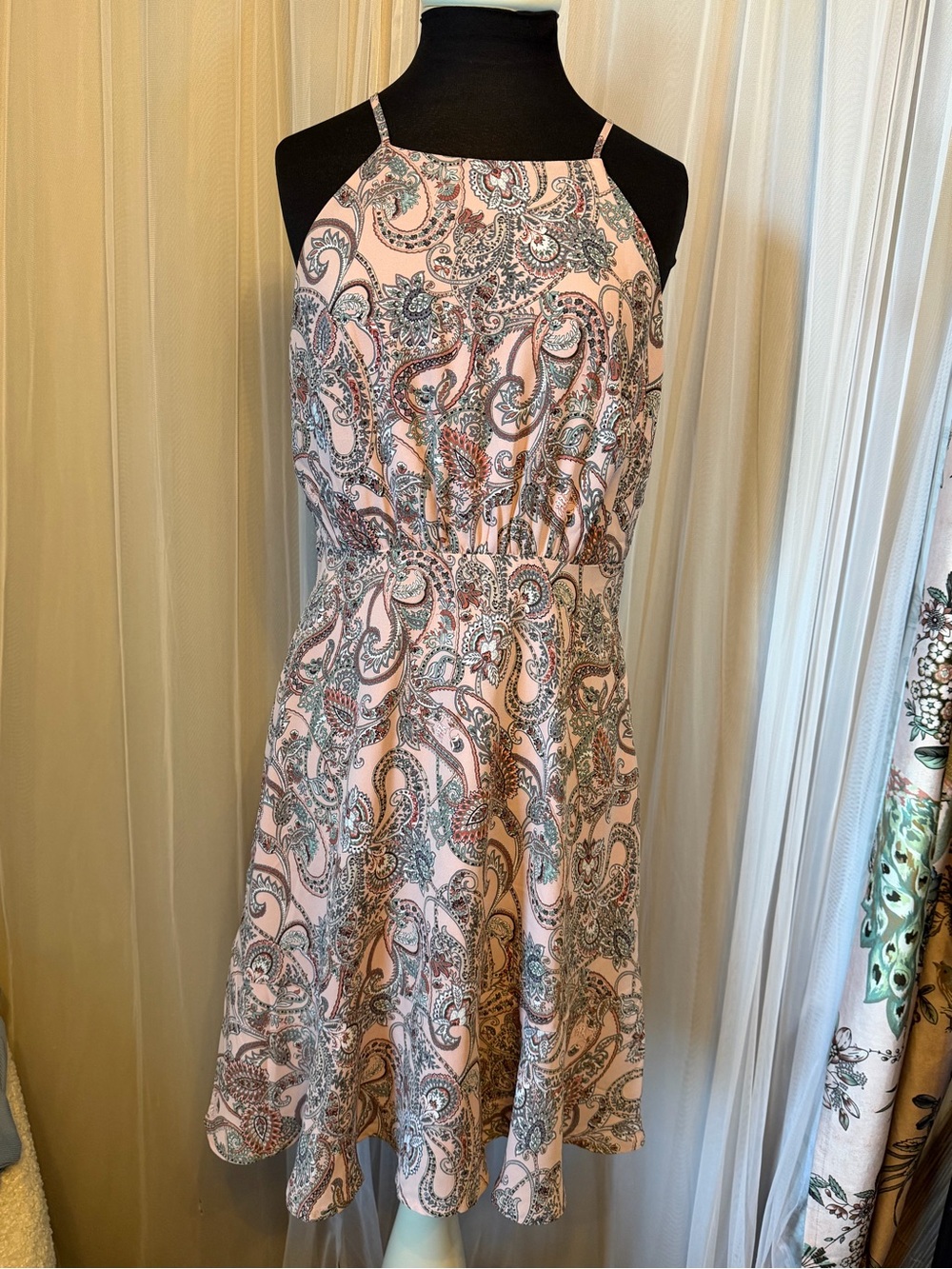 Collective Concepts Pink Paisley Halter Mini Dress
